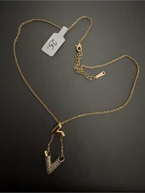 Delicate Gold V-Accent Drop Necklace for Women